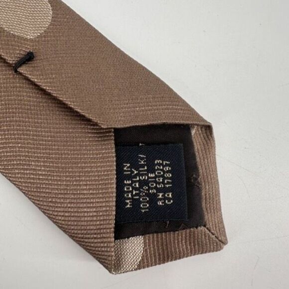 NWT Banana Republic Men's 100% Silk Polka Dot Woven Made In Italy Tie‎ Fawn Tan - Picture 6 of 9